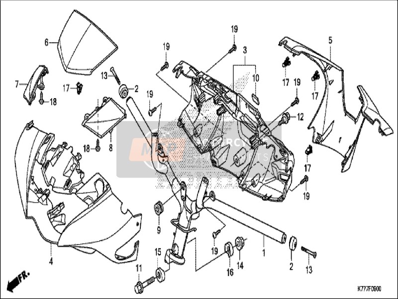 53205K77D00ZA, Cover, Fr. Handle *R369P*, Honda, 0